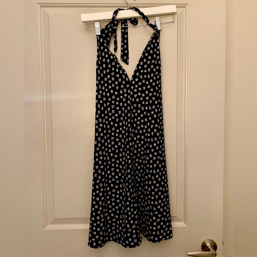 Zara Black and White Flower Print Dress
